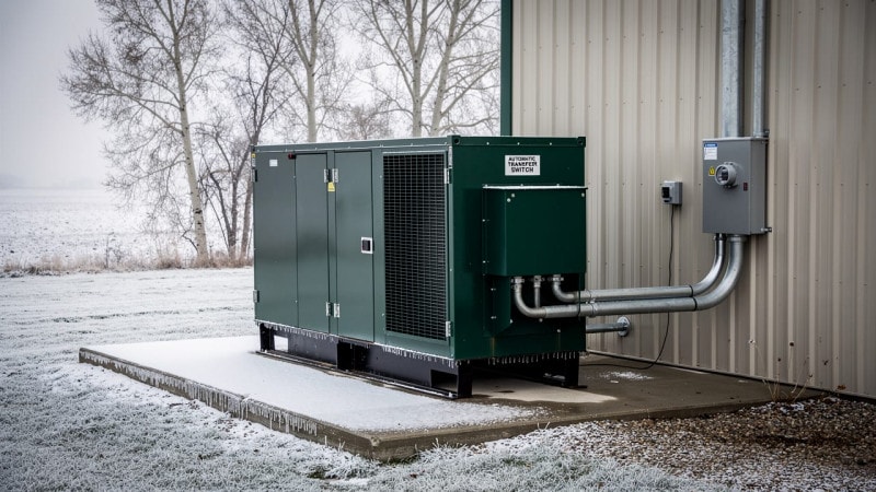Diesel backup generator with transfer switch on Alberta farm