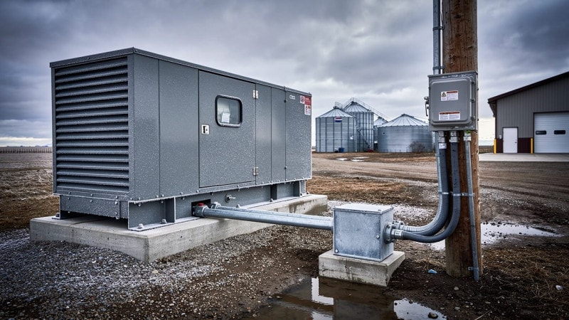 Standby generator and transfer switch at an Alberta farm