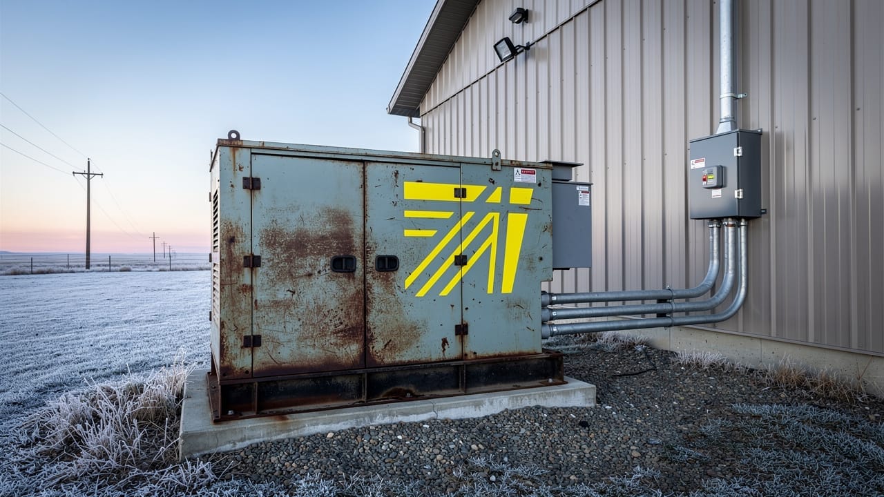 Standby diesel generator with automatic transfer switch at Alberta farm