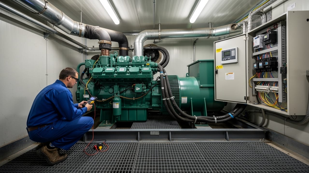 Industrial generator and automatic transfer switch at remote Alberta site