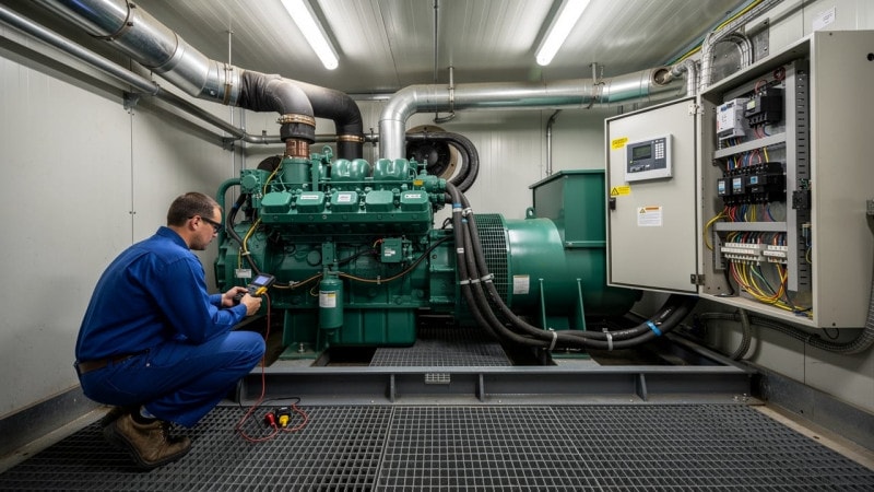 Industrial generator and automatic transfer switch at remote Alberta site