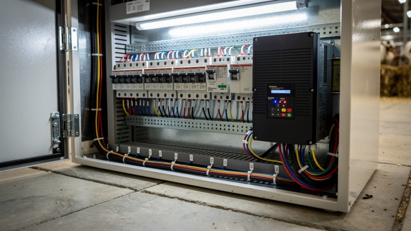 Motor control centre with VFDs inside a grain handling facility