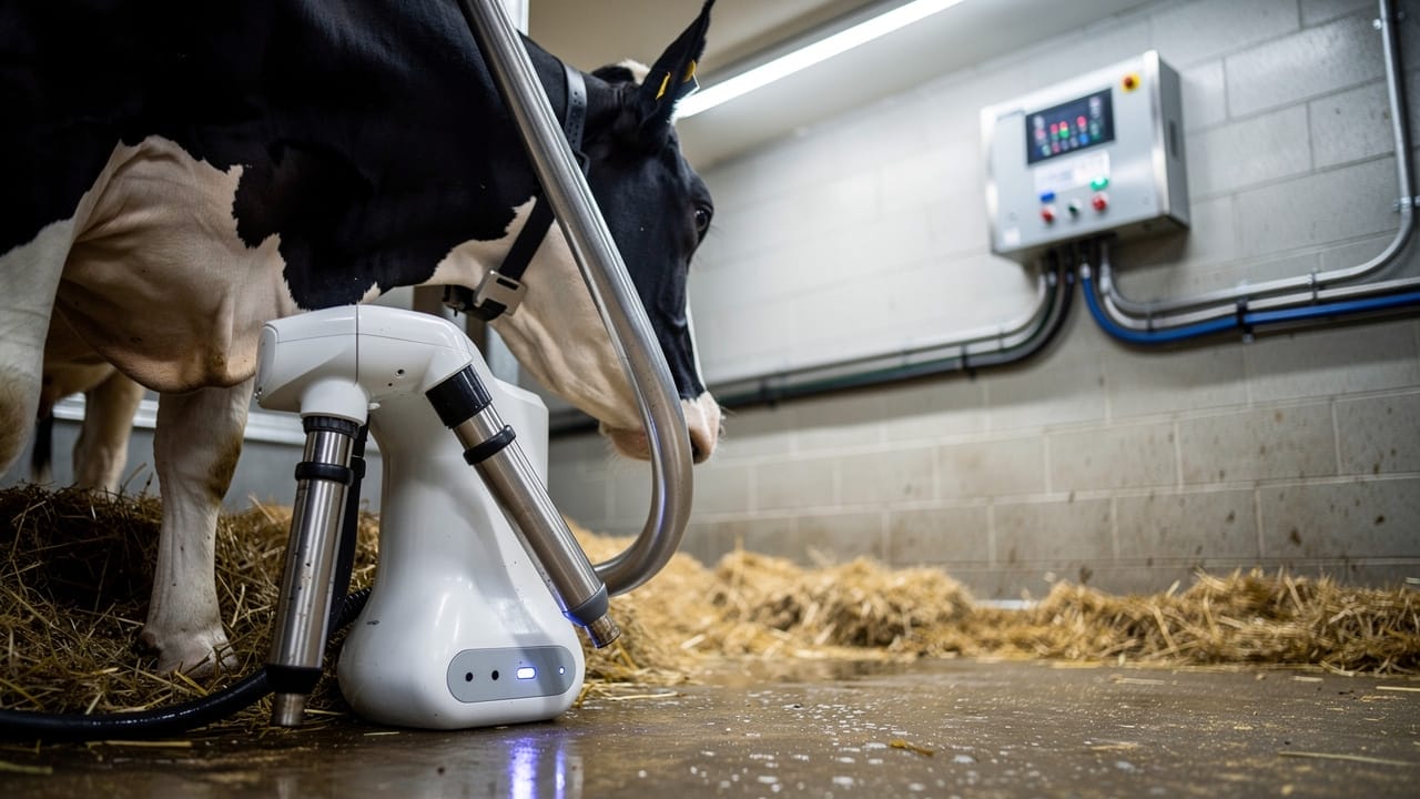 Robotic milking system in a modern dairy barn