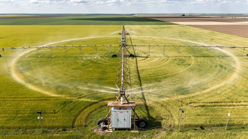 Centre-pivot irrigation system on Canadian prairie farmland