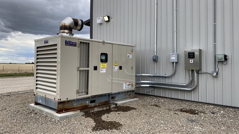 Standby generator providing backup power for Alberta grain farm
