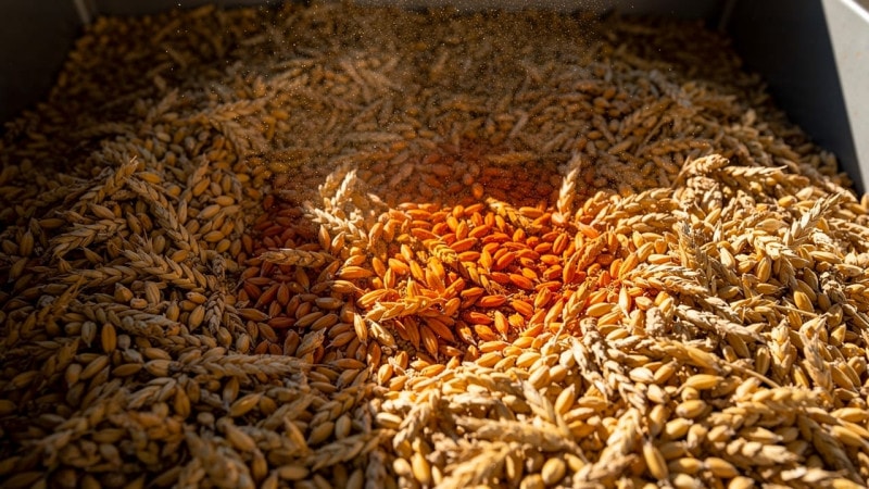 Early hot spot developing in stored wheat grain bin